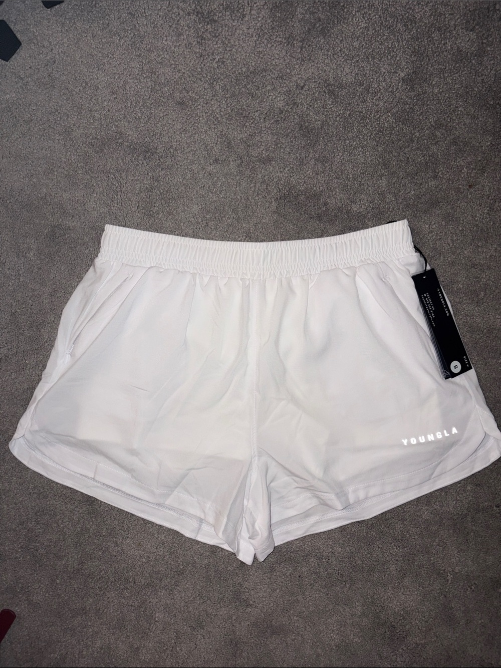 YoungLA White Women's Athletic Shorts with Elastic Waist